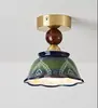 Luminária Pendente de LED Cerâmica Estilo Japonês para Quarto com Janela de Canto, Sala de Jantar, Varanda Cerâmica Vintage Estilo Americano, Corredor Vintage, Luminária Pendente Mid-Century