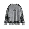 Yidao Vintage 2025 Otoño/Invierno Nuevo Retro Americano Diseño de Bloques de Color Bordado de Letras Suéter Casual Holgado Unisex