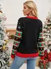 Comércio Exterior Transfronteiriço Outono e Inverno 2026 Novo Estilo Europeu e Americano Gola Redonda Árvore de Natal Papai Noel Lantejoulas Tricô Suéter para Mulheres