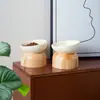 Cuenco Inclinado de Color Sólido Casual con Tocón de Madera Cerámica Doméstica para Mascotas Antivuelco Cuenco para Gatos Cuenco para Perros Protección del Cuello Cuenco de Agua Cuenco de Comida