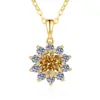 Collar de plata de ley S925 con gema de copo de nieve, colgante de diamante color girasol, cadena de clavícula de moissanita colorida, en stock transfronterizo
