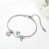 Pulseira de Aço Inoxidável Xuping Olho de Diabo com Pingente de Franja e Corrente Redonda Osso de Cobra Banhada a Ouro Branco Europeia e Americana Transfronteiriça Nicho Personalizado