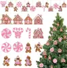 Temu24 Piezas de Chocolate Caliente Navideño Caramelo de Jengibre Decoraciones de Madera con Cuerda Decoraciones para Taza de Café Navideña Navidad