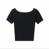 Camiseta de punto fino hueca de manga corta estilo coreano para mujer, de verano, nicho, corte ajustado, versátil, transpirable, top rejuvenecedor