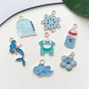 Colgante de amor con lazo de copo de nieve y botella de aceite con forma de gota azul del lago, accesorios hechos a mano, pulseras y collares.