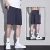 Pantalones cortos de seda de hielo para hombre, verano, finos, holgados, casuales, transpirables, de secado rápido, para correr al aire libre, deportes
