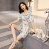 Mameluco de Verano Leche de Papaya Nuevo Cintura Alta Adelgazante Pantalones Cortos de Pierna Ancha Moda Floral Mameluco Corto