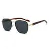 2025 Patas con Veta de Madera Nuevas Gafas de Sol Retro de Doble Puente para Hombre Gafas de Sol Antivibración para Conducir Gafas de Alta Gama Transfronterizas Europeas y Americanas