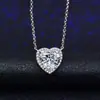 Fornecimento ao vivo Brilhante em forma de coração Pingente Pingente Imitação Importado Mosan Diamond Pêssego Em forma de coração de alto carbono Diamond Clavícula Cadeia Conjunto Cadeia