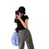 Camiseta de Manga Corta Ajustada Transfronteriza para Mujer, Estilo Coreano, Nueva Camiseta Moda Ajustada de Manga Corta, Tendencia al por Mayor para Mujeres