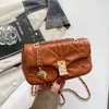 Bolsa de Corrente com Padrão de Losangos de Diamante Estilo Coreano Bolsa Feminina 2026 Nova Outono Bolsa Quadrada Pequena Bolsa Simples de Ombro Transversal