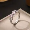 Anillo de Mariposa Amor Nuevo Transfronterizo Completo de Diamante para Mujer Anillo de Zirconia de Color Abierto Ajustable de Gama Alta Venta al por Mayor