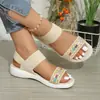 Sandalias Romanas de Cuña Europeas y Americanas para Mujer 2026 Estilo Étnico Bohemio Sandalias de Tira Hueca Zapatos de Viaje para Mujer