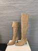 6625-5~Botas Dobráveis de Uso Duplo~Botas de Salto Alto Bico Fino Estilo Francês Acima do Joelho para Mulheres 2024 Novo Estilo