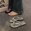 Pantuflas de Espiga con Suela Plana para Verano Ropa de Exterior 2025 Nueva Moda Playera de Playa Sandalias de Suela Suave
