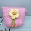 Bolsa de Concha Hecha a Mano con Flores de Dibujos Animados Transfronteriza, Bolsa Tejida de Girasol para Niños, Bolso de Paja Casual para Hombro de Viaje