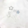 Estrella Hueca de Cinco Puntas Oro Rosa Azul Decoración de Pastel Cumpleaños Tarjeta Rosa Bandera para Pastel Postre Vestir