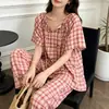 Pijama Nuevo de Algodón y Seda para Mujer Primavera/Verano 2026, Manga Corta, Cintura con Lazo, Nuevo Estilo Chino, Conjunto Holgado, Ropa de Casa, Se Puede Usar Afuera