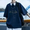 Nueva camiseta de algodón puro de manga corta para hombre, nueva tendencia de verano marca ins cuello redondo holgada casual manga corta camiseta ropa de hombre