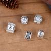 Plata de Pie S999 Viento Nacional Seis Palabras Verdad Tianzhu Cinco Elementos Cuenta Barril Plata Dura 3D Retro Moda Nacional DIY Accesorios Pulsera de Mano