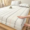 Juego de Sábana Bajera Ajustable de Algodón Puro Lavado Jacquard Pieza Única 100% Algodón Funda de Sábana Protector de Colchón Juego de Tres Piezas