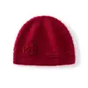 Gorro de punto cálido de moda versátil para otoño/invierno, nuevo, color liso, 100% cachemira pura, gorro para la cabeza, gorro cortavientos