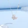 Colar Tichia Real Shot Ilha de Gelo Borboleta para Mulheres Verão Prata Esterlina S925 Luxo Leve Nicho Estilo Super Fada Colar Fragmento de Gelo
