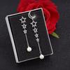 Pendientes de plata de ley 925 para mujer, elegantes pendientes largos de estrella con diamantes, joyería coreana de plata de ley.