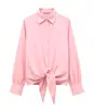 Camisa cruzada estampada europea y americana para mujer, cárdigan simple de solapa, top suelto de manga larga con botones para mujer en Amazon