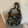 Bolsa Tote Versátil de Grande Capacidade Estilo Coreano para Mulheres, Nova Inverno 2025 Super Popular Bolsa de Ombro Transversal em Lã de Cordeiro Fair Isle