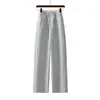 Calça Feminina de Perna Larga 2026 Nova Outono Slim Reta Esportiva Casual para Mulheres Baixas, Calça de Moletom com Corte Curvo
