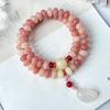 Pulseira Bodhi Rosa Natural Círculo Único Contas de Ábaco Feminina Melhor Amiga Contas Budistas Rosário Pulseira de Mão Fabricante Atacado