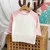 Camiseta de Manga Larga Personalizada de Fábrica para Niños Otoño Uniforme de Clase Estampado de Logo Estampado en Caliente Bordado Cuello Redondo Manga Raglán Camiseta Interior
