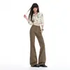 Jeans Acampanados Color Marrón Desierto para Mujer, Nuevo Estilo Otoño 2026, Corte Holgado, Estilo Americano, Pantalones de Pierna Ancha Estrecha