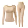 Conjunto de Ropa Interior Térmica de Otoño e Invierno para Mujer, Conjunto Adelgazante y Cálido de Capa Base Superior e Inferior