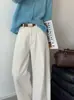 Jeans Laranja Zhi Spring Novo de Cintura Alta com Botão no Bolso Traseiro, Jeans de Perna Larga Emagrecedor Estilo Preguiçoso com Cinto 6062