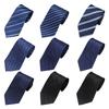 Corbata de negocios para hombre de 8 cm, disponible en fábrica. Corbata de mano profesional para entrevistas, corbata a rayas, de poliéster y seda jacquard para hombre.