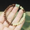 Pulsera de sándalo de seda dorada de 6 mm con esmalte de bambú verde, pulsera de bambú, cuentas de rosario, personalidad, temperamento simple, joyería, cuentas al por mayor