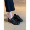 Zapatos de Piel Pequeños con Hebilla de Cinturón de Punta Cuadrada para Mujer 2025 Tacón Grueso Estilo Universitario Mocasines Zapatos Versátiles Casuales