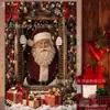 Cubierta de ventana navideña, muñeco de nieve, pingüino, Papá Noel, elfo, tela colgante con patrón de ventana, decoración festiva para ventanas de patio