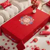 Toalha de Mesa de Centro para Casamento, Toalha de Mesa Vermelha para Sala de Estar, Celebração de Noivado e Recém-Casados, Pano de Cobertura para Decoração de Quarto de Casamento, Toalha de Mesa Dupla Felicidade