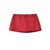 8696-26 Verano Estilo Coreano Cintura Baja Color Brillante Liso Falda de Traje Falda Corta Línea A con Pantalones de Seguridad