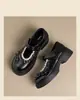 Sapatos Mary Jane da moda estilo retrô com laço e sola grossa para mulheres, novo estilo de outono com renda e velcro, sapatos de couro com plataforma que aumentam a altura