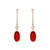 Novo Acessório de Moda da Xuping Jewelry: Brincos Longos de Pedra Artificial com um Toque de Luxo Leve, Apresentando um Design Único na Cor Vermelho Granada