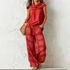 Conjunto transfronterizo europeo y americano de nuevo estilo 2026 para mujer, moda casual retro, top sin mangas y conjunto de pantalones a cuadros