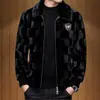 Casaco de Visão Masculino Jaqueta 2025 Novo Visão Inteira Visão Dourada Veludo de Visão Pele Sintética Roupa Exterior Jaqueta de Couro Haining Inverno