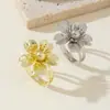 Anel de girassol de alta qualidade da moda transfronteiriça, anel de girassol aberto personalizado da moda estilo de rua