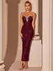 Vestido de Fiesta de Noche con Lentejuelas de Alta Gama Transfronterizo Bodycon Celebridad, Tubo sin Tirantes, Ceñido a la Cintura, Corte Ajustado, Vestido de Lujo Ligero