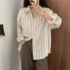 Camisa a Rayas Verticales en Capas Nueva 2026 para Mujer, Elegante Camisa Casual de Manga Larga Holgada