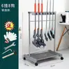 Soporte Móvil para Mopas de Acero Inoxidable de Pie con Drenaje y Almacenamiento para Limpieza, Gancho para Baño, Estante para Escobas